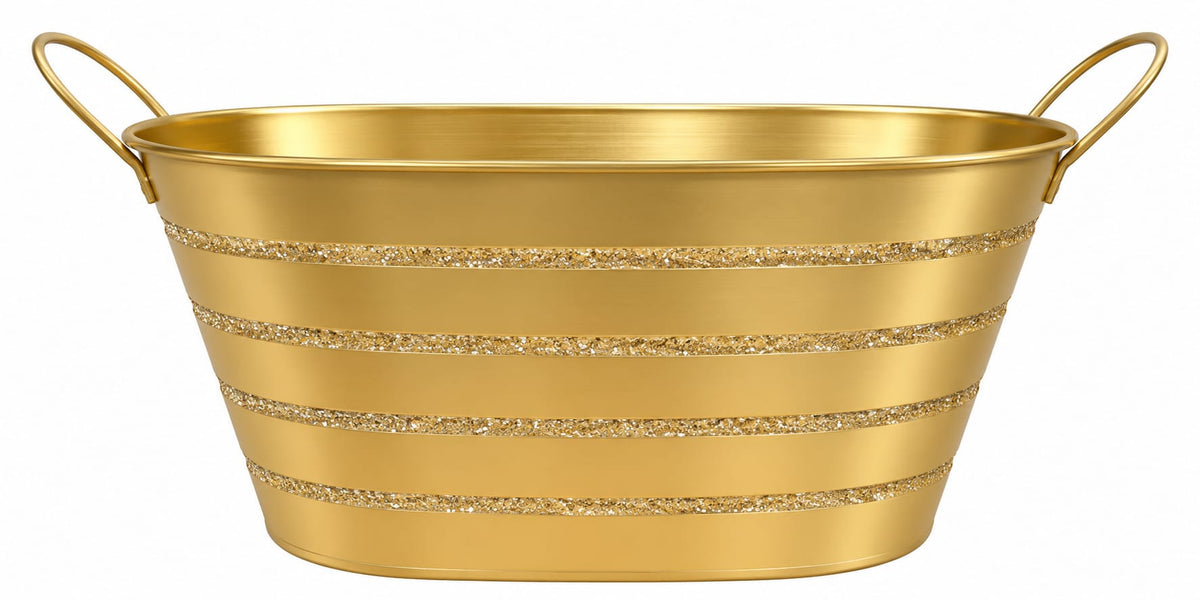 Sparkling Gold Metal Gift Basket